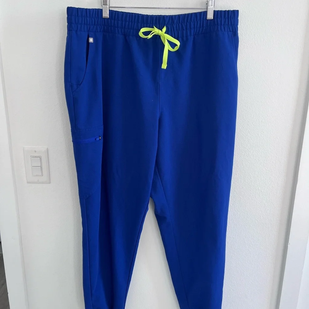 Figs Blue Scrub Set with Neon Accent - Picture 4 of 7